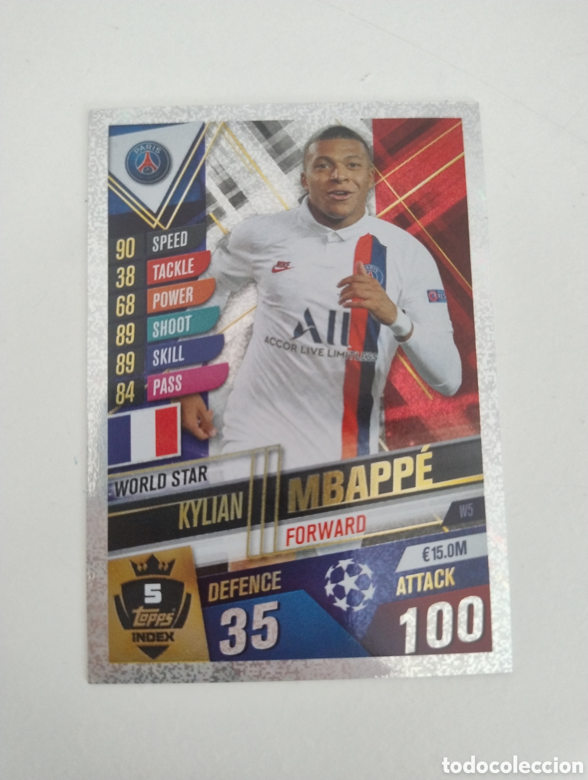 Cromos de f&uacute;tbol: 5 - Mbappe - PSG - Topps Match Attax 101 2019 - 2020 World Star