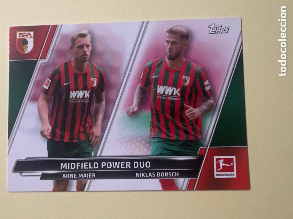 Figurine di Calcio: C9661. 2022 Topps Arne Maier Niklas Dorsch FC Ausburg Midfield Power Duo n.&deg; 200 FCA