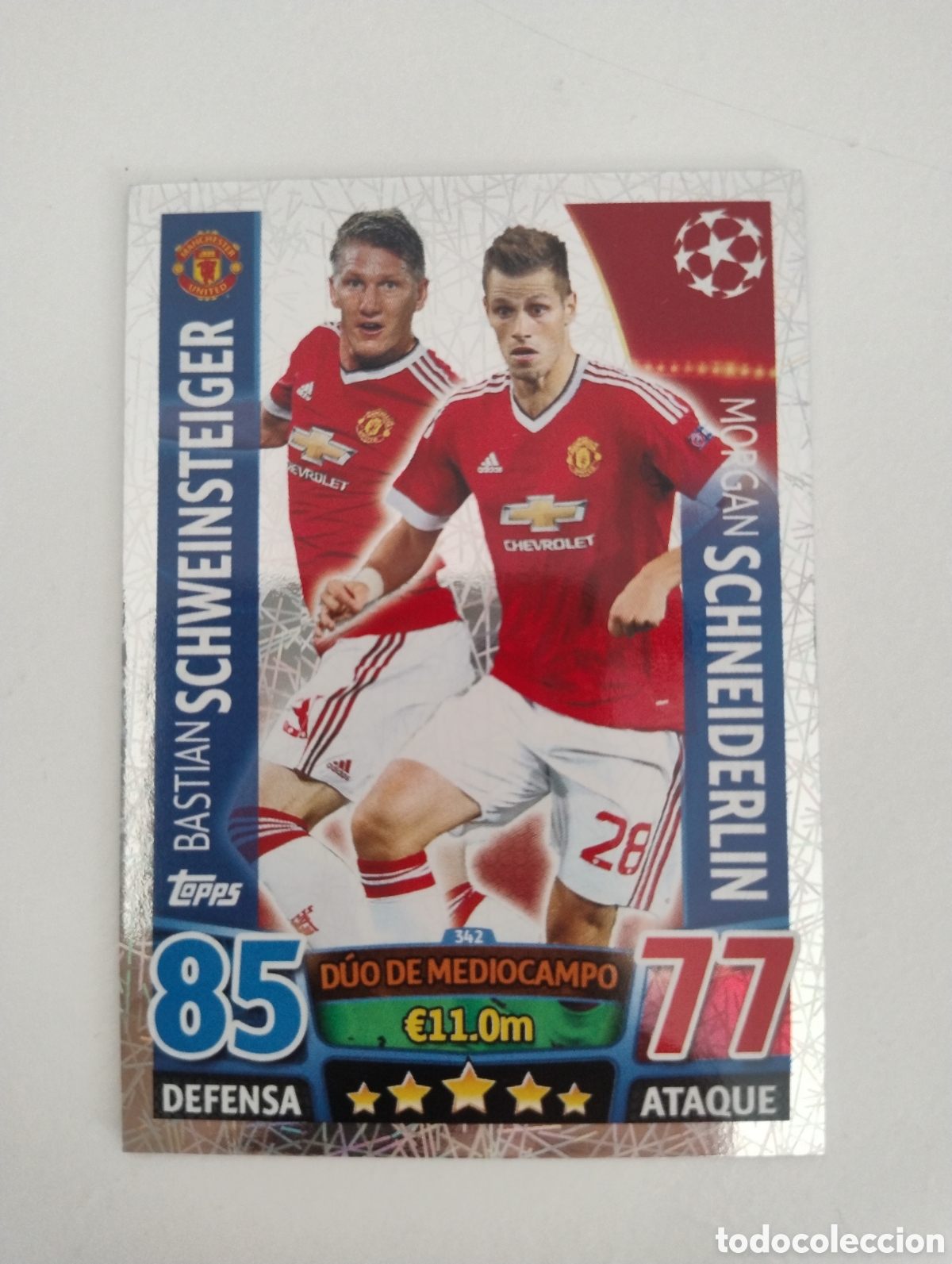Cartes &agrave; collectionner de Football: 342 - Schweinsteiger y Schneiderlin - Manchester United - Topps Match Attax 2015 - 2016