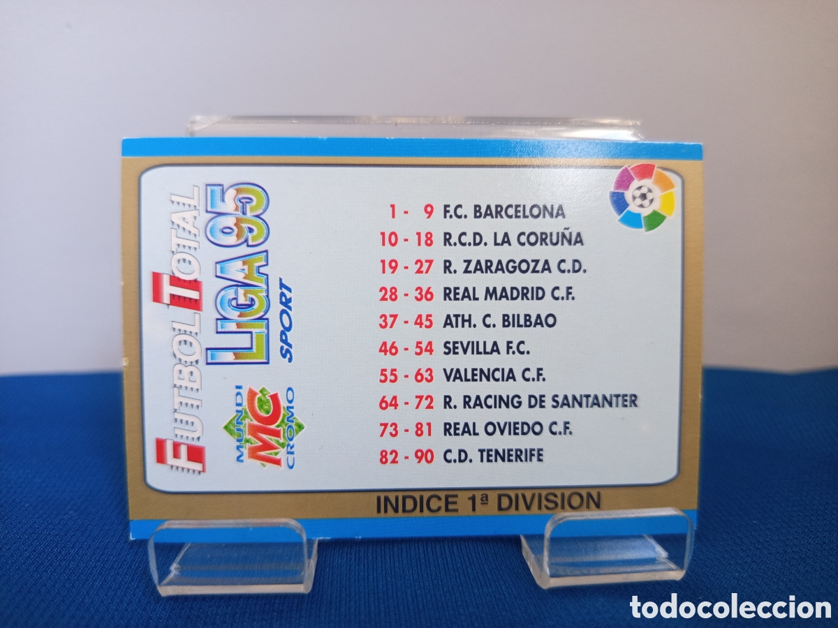 Cromos de f&uacute;tbol: ❇️ CROMO ⚽ CARD &Iacute;NDICE 1 DIVISI&Oacute;N FUTBOL TOTAL LIGA 95 1995 ❇️