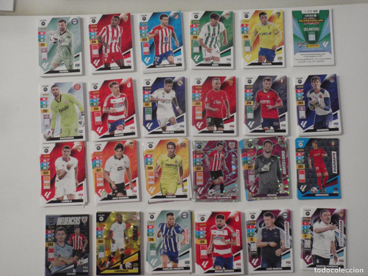 Cromos de f&uacute;tbol: LOTE 254 cromos trading cards diferentes de futbol. Fichas ADRENALYN XL 2023 2024. PANINI 23 24