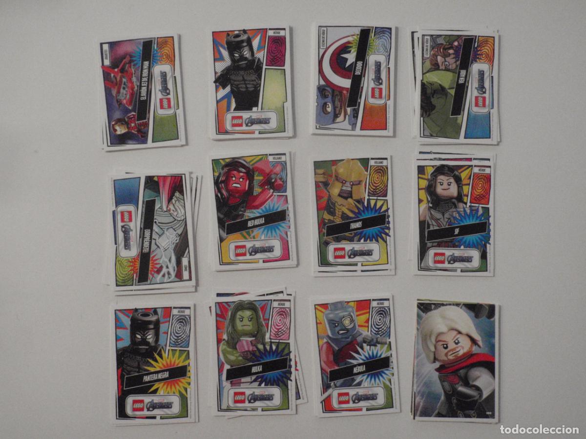Cromos de f&uacute;tbol: LOTE 62 Cromos diferentes LEGO AVENGERS MARVEL 2023 TRADING CARDS