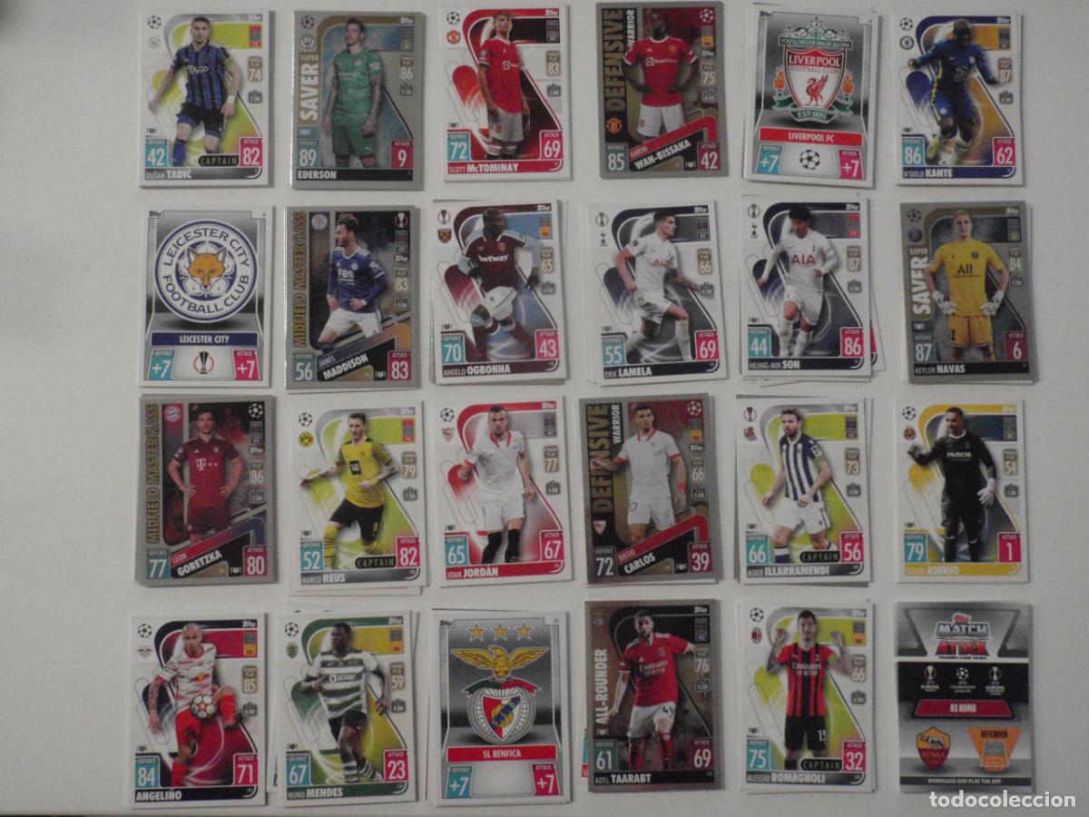 Cromos de f&uacute;tbol: LOTE 119 Cromos diferentes. UEFA CHAMPIONS LEAGUE 2021 2022 TRADING CARDS TOPPS MATCH ATTAX 21 22