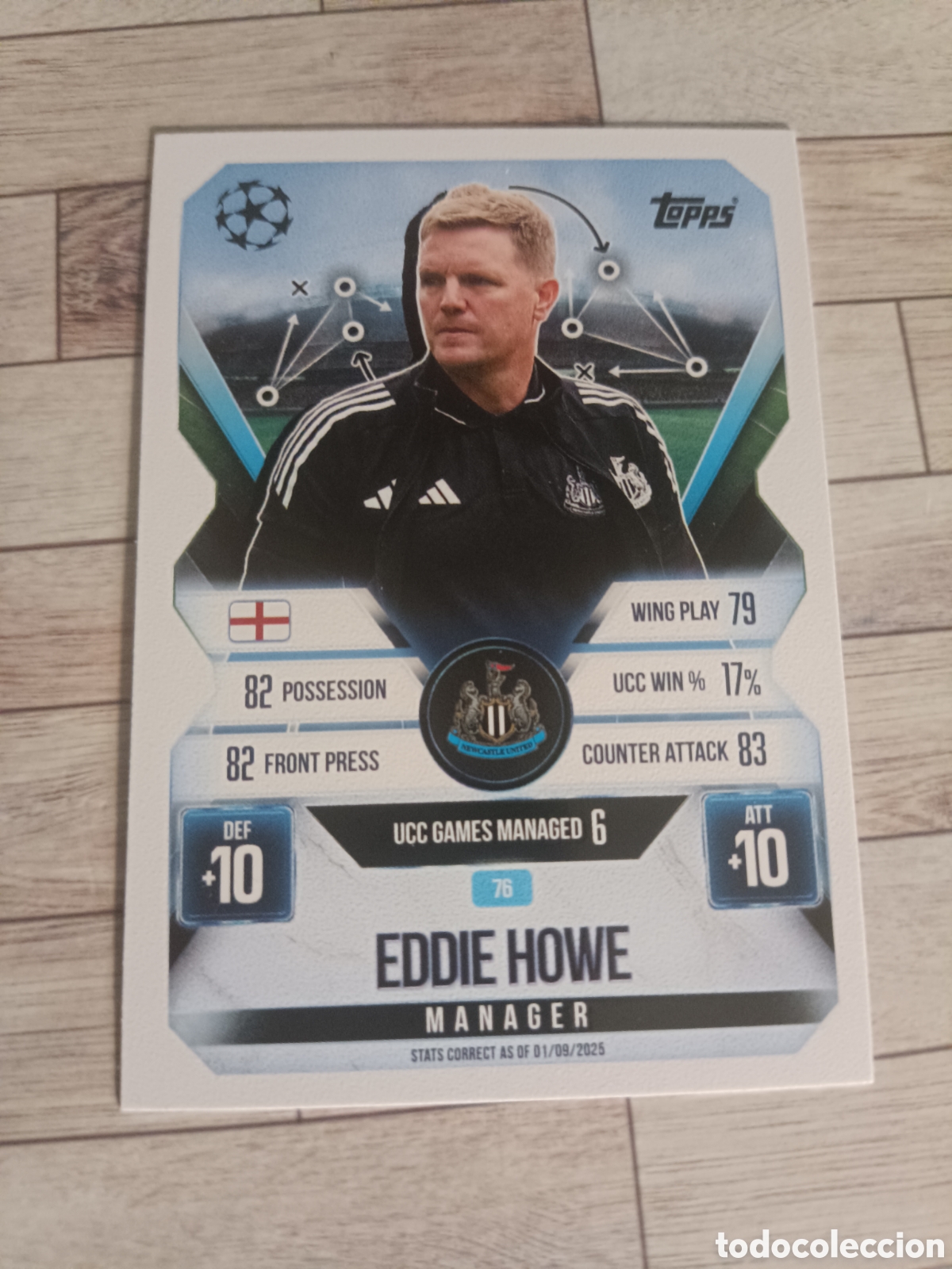 Cromos de f&uacute;tbol: MANAGER EDDIE HOWE 76 NEWCASTLE UNITED CHAMPIONS MATCH ATTAX EXTRA 2025 2026 TOPPS 25 26