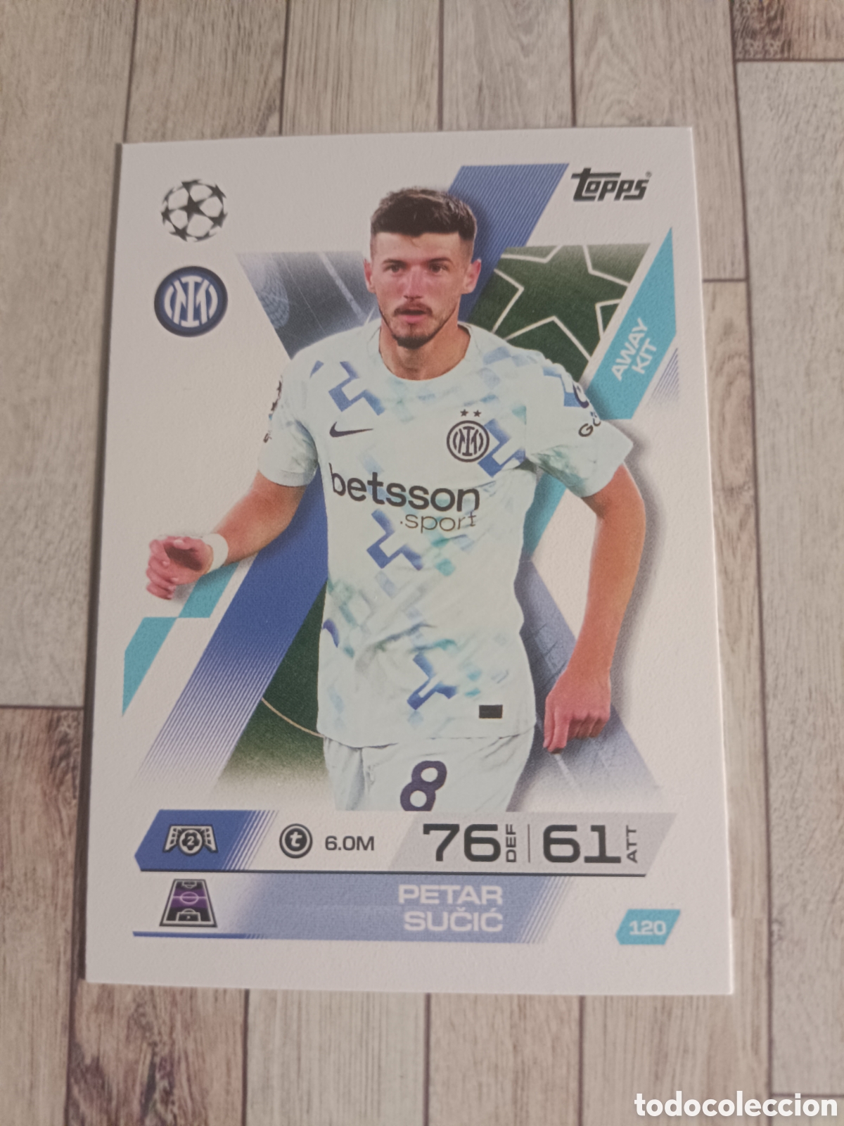 Cromos de f&uacute;tbol: 120 SUCIC INTER DE MILAN AWAY KIT CHAMPIONS MATCH ATTAX EXTRA 2025 2026 TOPPS 25 26