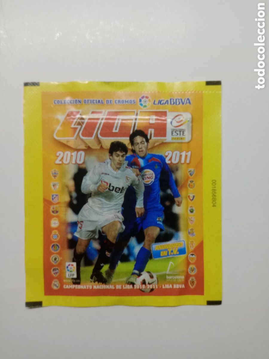 Fu&szlig;ball-Sticker: SOBRE DE CROMOS SIN ABRIR LIGA ESTE 2010-2011 ANCHO CON UNICO N&Uacute;MERO LATERAL