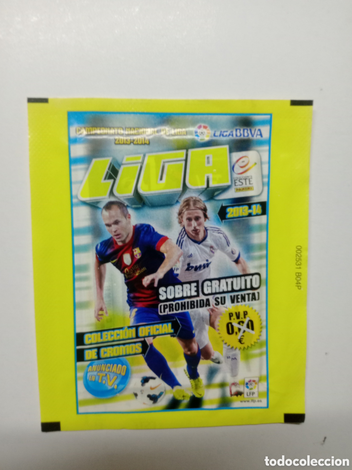 Fu&szlig;ball-Sticker: SOBRE DE CROMOS SIN ABRIR LIGA ESTE 2013-14 CON UNICO N&Uacute;MERO LATERAL