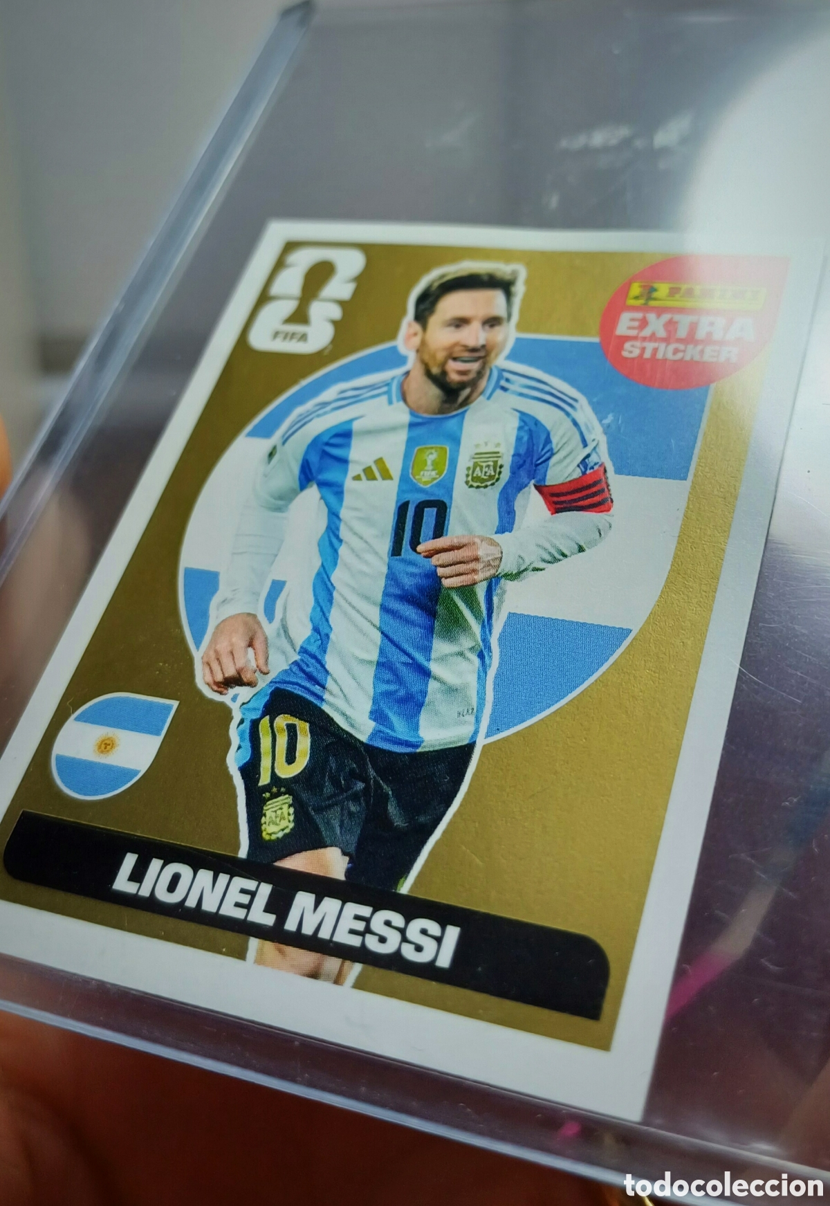 Cromos de f&uacute;tbol: Lionel Messi Extra Sticker Gold Panini Mundial 2026