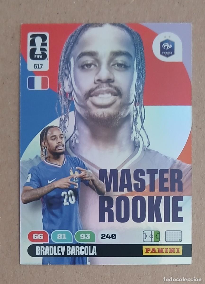 Cromos de f&uacute;tbol: CROMO n&ordm; 617 BRADLEY BARCOLA FRANCIA MASTER ROOKIE ADRENALYN XL FIFA WORLD CUP 2026E PANINI. Nuevo.