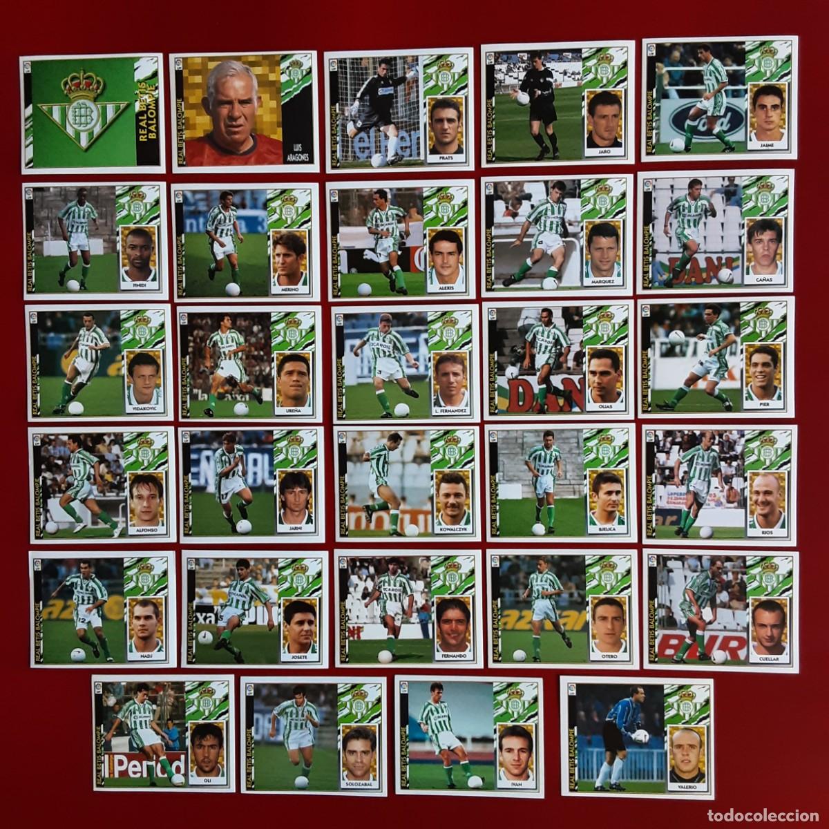 Cromos de f&uacute;tbol: EQUIPO CASI COMPLETO BETIS LIGA TEMPORADA 1997 1998 97 98 EDICIONES ESTE SIN PEGAR FALTAN 4 CROMOS