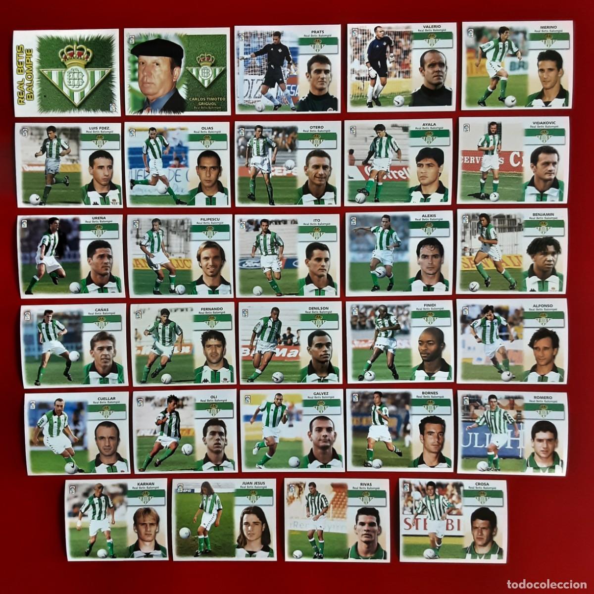 Cromos de f&uacute;tbol: EQUIPO COMPLETO BETIS LIGA TEMPORADA 1999 2000 99 00 EDICIONES ESTE SIN PEGAR