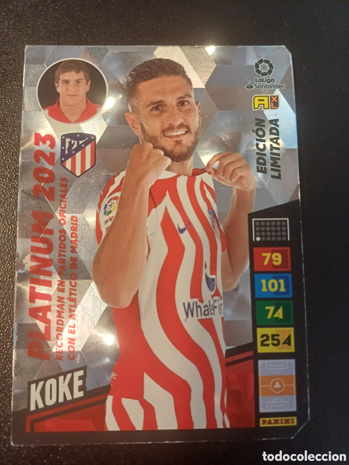 Cromos de f&uacute;tbol: KOKE ATLETICO DE MADRID PLATINUM 2023 EDICION LIMITADA PANINI ADRENALYN XL LA LIGA 2022-23