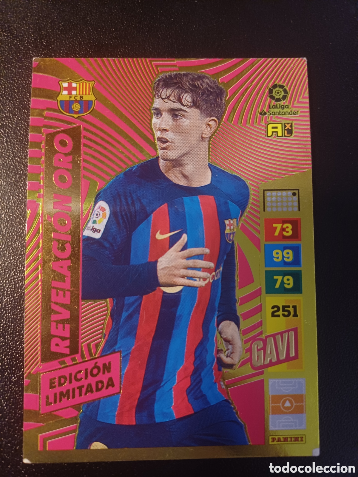 Cromos de f&uacute;tbol: GAVI FC BARCELONA REVELACION ORO EDICION LIMITADA PANINI ADRENALYN XL LA LIGA 2022-23