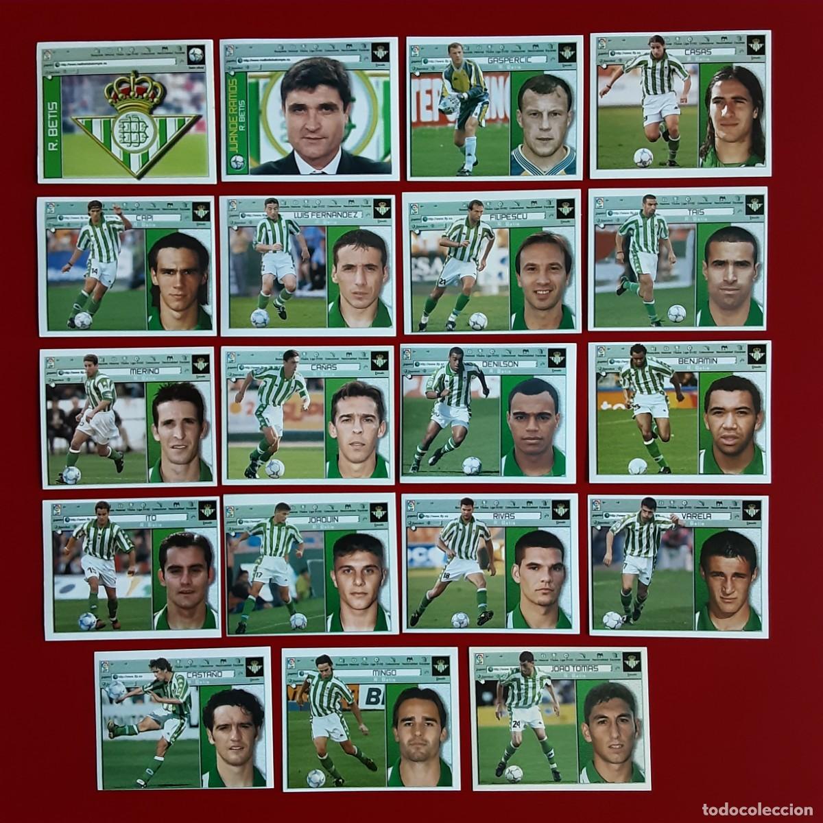 Cromos de f&uacute;tbol: LOTE 19 CROMOS DIFERENTES BETIS LIGA TEMPORADA 2001 2002 01 02 EDICIONES ESTE SIN PEGAR