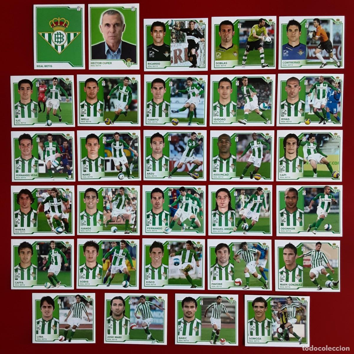 Cromos de f&uacute;tbol: EQUIPO COMPLETO BETIS LIGA TEMPORADA 2007 2008 07 08 EDICIONES ESTE SIN PEGAR.