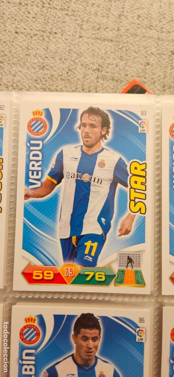 Cromos de f&uacute;tbol: 83 Verd&uacute; Espanyol adrenalyn 2011 2012 11 12 trading card