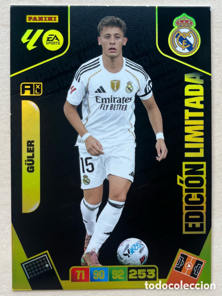 Cromos de f&uacute;tbol: Arda G&uuml;ler Edici&oacute;n Limitada Adrenalyn XL 2025-26 - Real Madrid