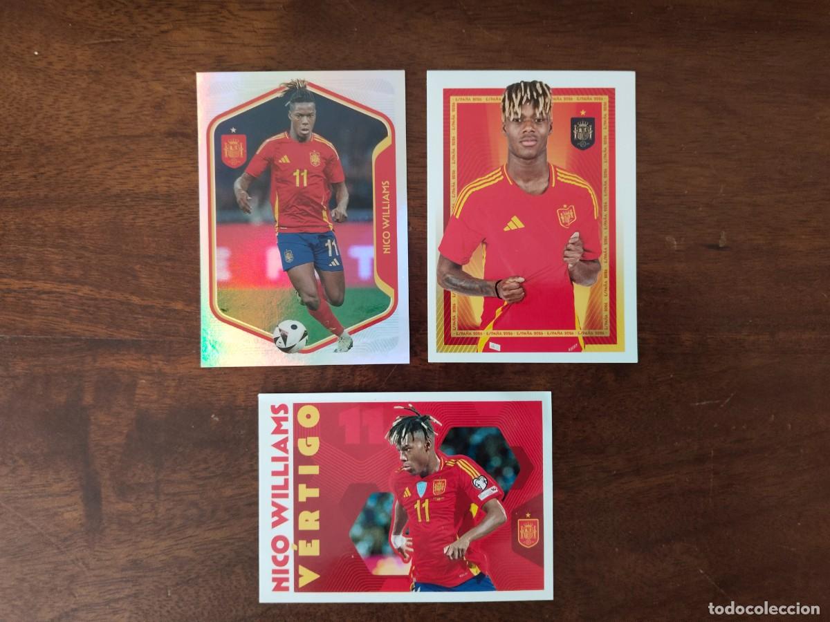 Cromos de f&uacute;tbol: 3 de Nico Williams. Mundial 2026. 59, 60 y 72.