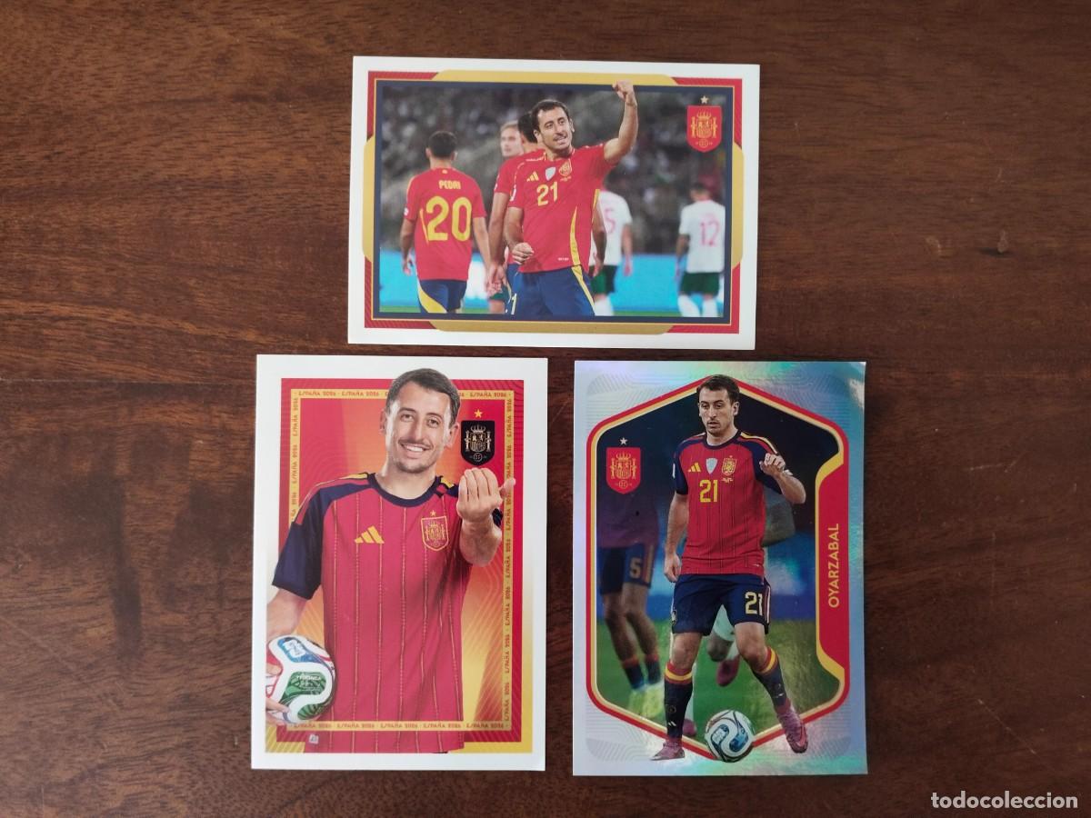 Cromos de f&uacute;tbol: 3 de Oyarzabal. Mundial 2026. N&uacute;meros 5, 51 y 52.
