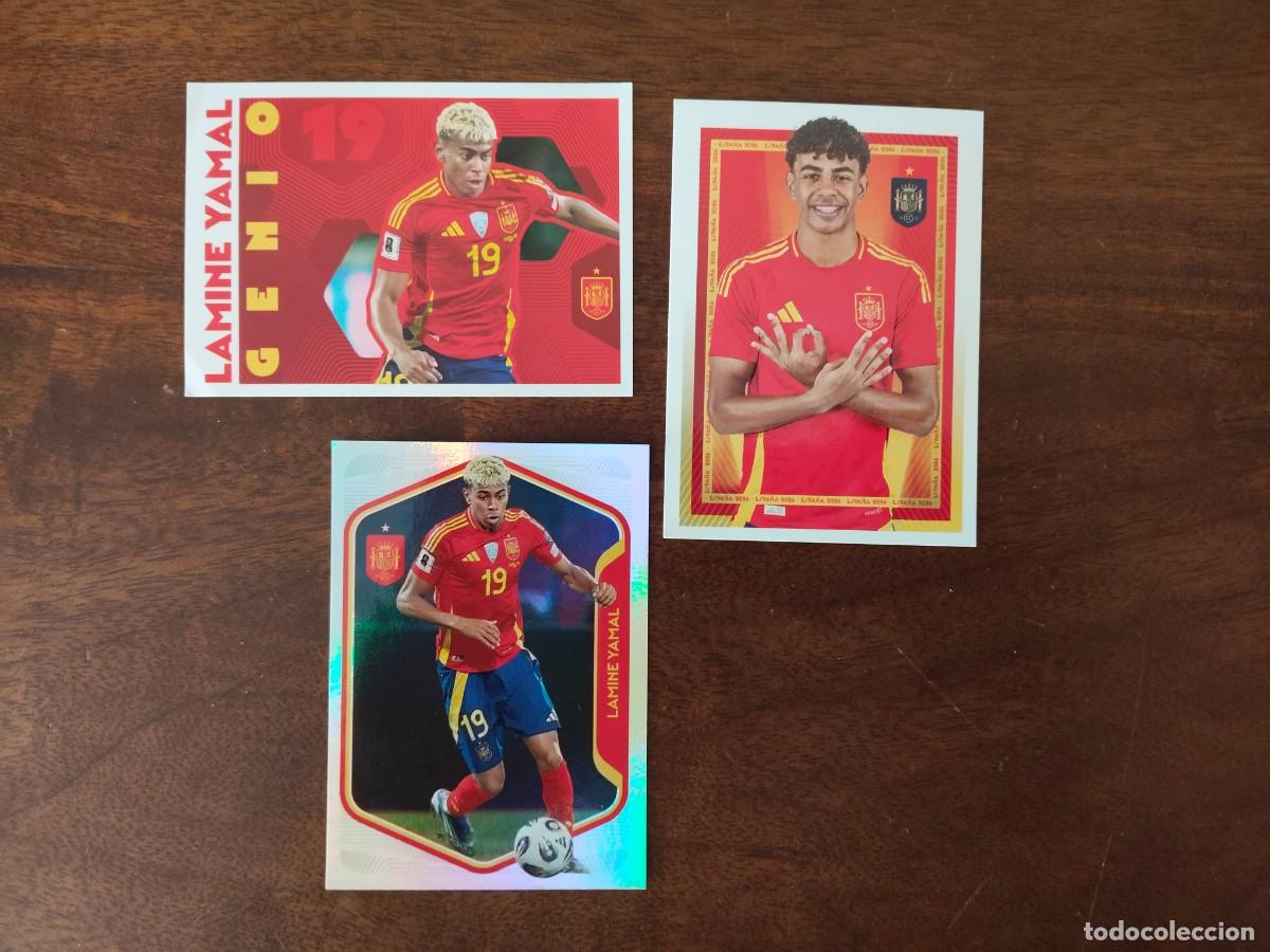 Cromos de f&uacute;tbol: 3 de Lamine Yamal. 49, 50 y 71. Mundial 2026.