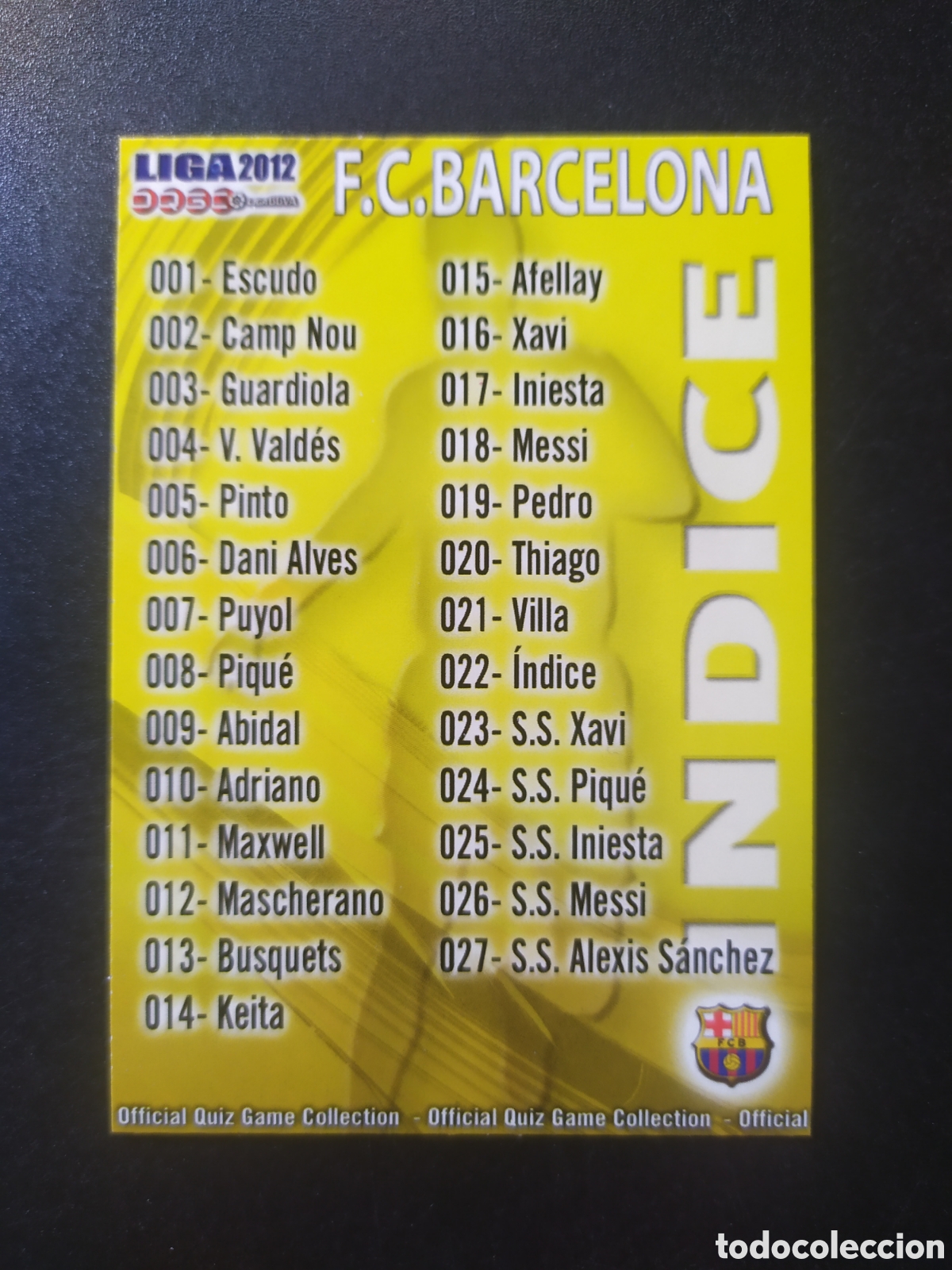 Cromos de f&uacute;tbol: Mundicromo fichas Liga 2011 2012 11 12 indice n&deg; 22 Barcelona
