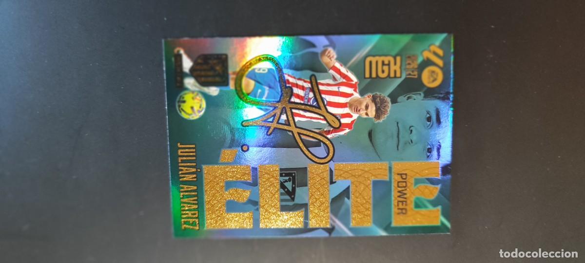 Cromos de f&uacute;tbol: MEGACRACKS 2026/27 CARD ELITE POWER JULIAN ALVAREZ AT MADRID FIRMADA# P8 PANINI