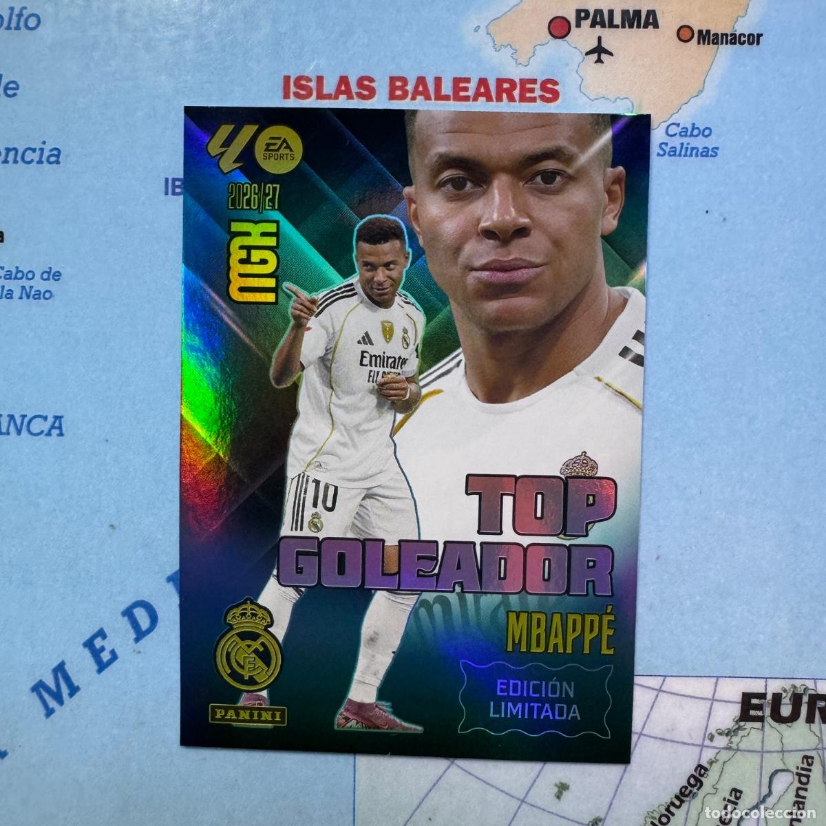Cromos de f&uacute;tbol: Mbappe Edici&oacute;n Limitada Top Goleador Del Real Madrid megacracks 26-27 2026-2027