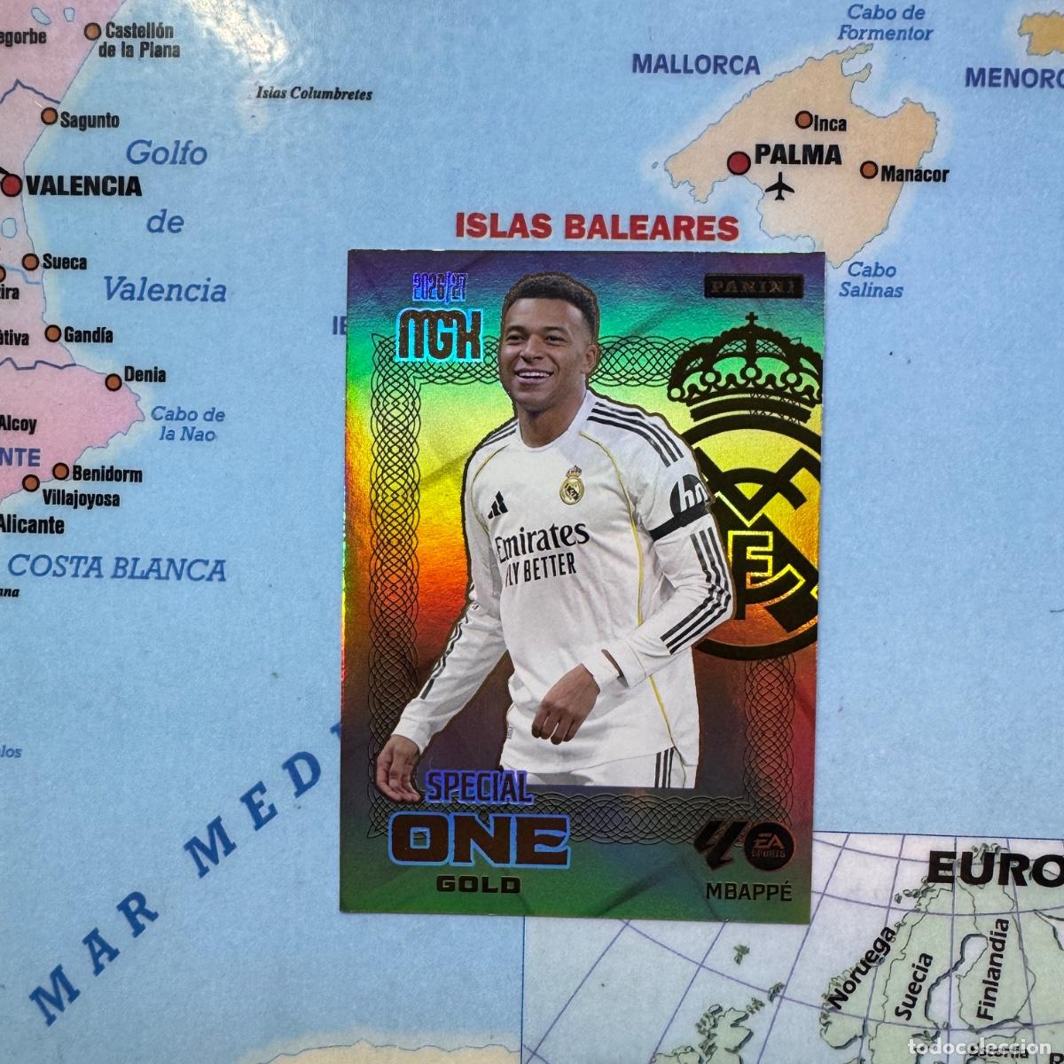 Cromos de f&uacute;tbol: Mbappe Special One Gold Del Real Madrid megacracks 26-27 2026-2027