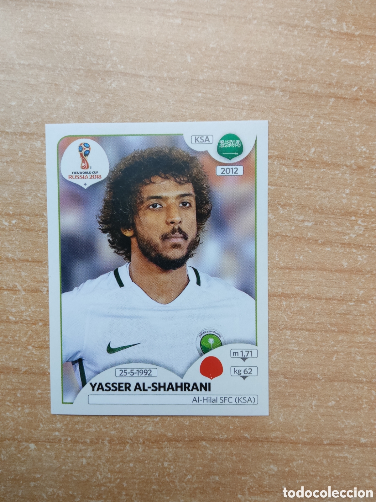 Football Stickers: 59 YASSER AL SHAHRANI ARABIA SAUDITA MUNDIAL 2018 RUSSIA