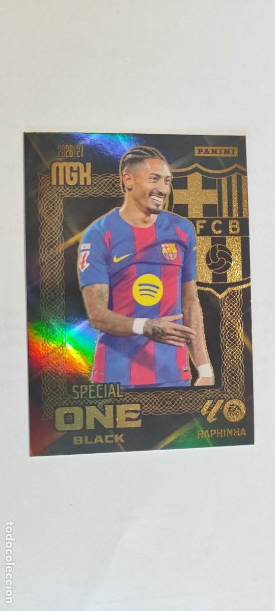 Cromos de f&uacute;tbol: MEGACRACKS 2026/27 CARD SPECIAL ONE BLACK RAPHINHA FC BARCELONA # PANINI