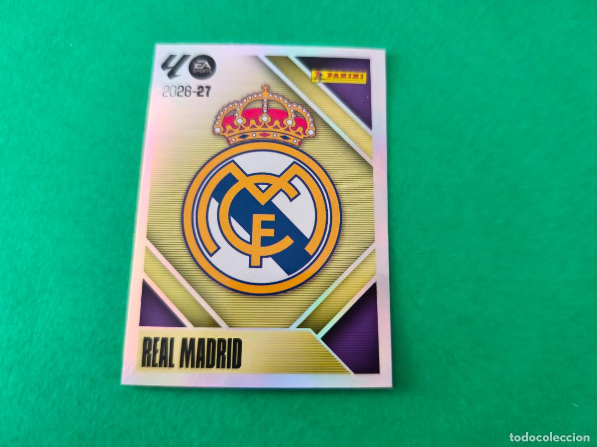 Cromos de f&uacute;tbol: CROMO FUTBOL ESCUDO REAL MADRID C.F. SIN PEGAR N&ordm; 1 LIGA ESTE 2026-2027/26-27 PANINI