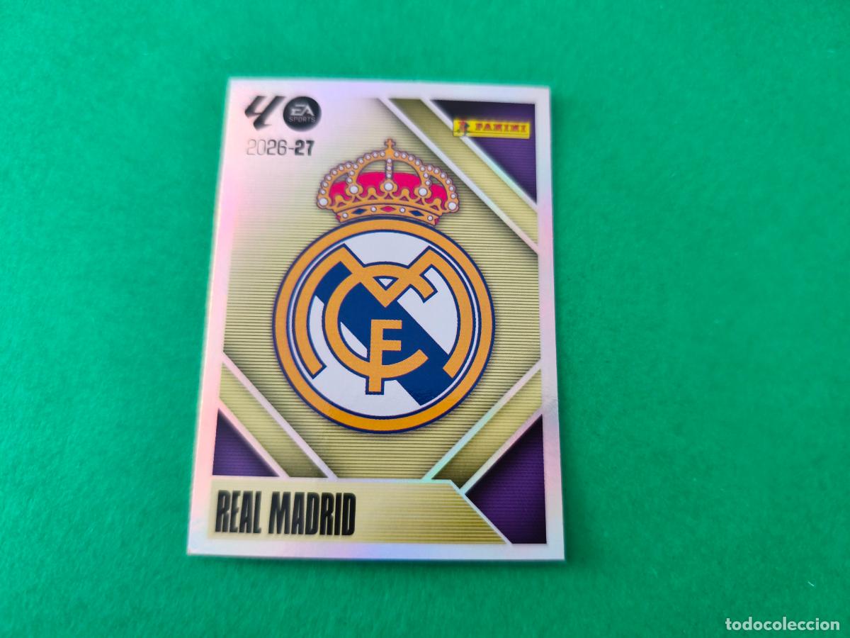 Cromos de f&uacute;tbol: CROMO FUTBOL ESCUDO REAL MADRID C.F. SIN PEGAR N&ordm; 1 LIGA ESTE 2026-2027/26-27 PANINI