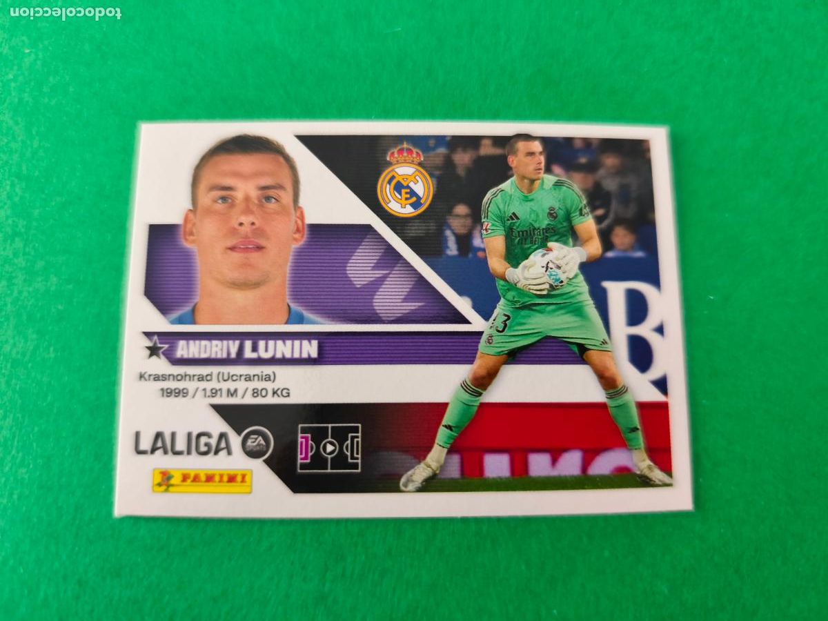 Cromos de f&uacute;tbol: CROMO FUTBOL LUNIN REAL MADRID C.F. SIN PEGAR N&ordm; 4 LIGA ESTE 2026-2027/26-27 PANINI