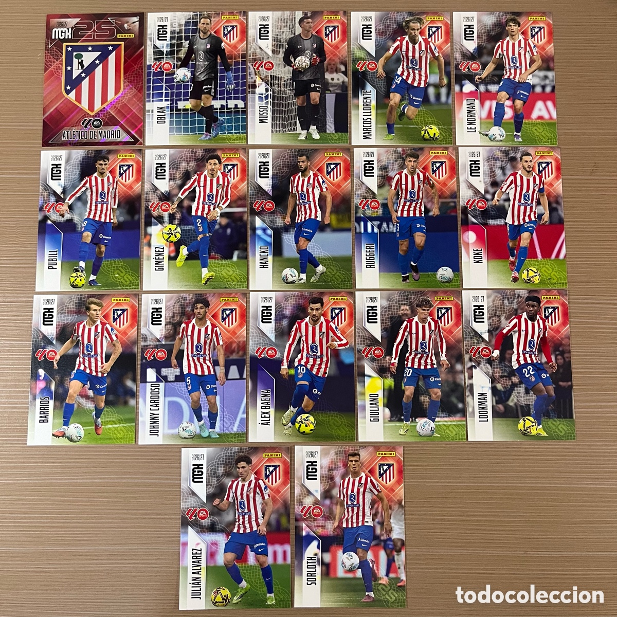 Cromos de f&uacute;tbol: Lote 17 cartas Atl&eacute;tico de Madrid Megacracks 2026-27