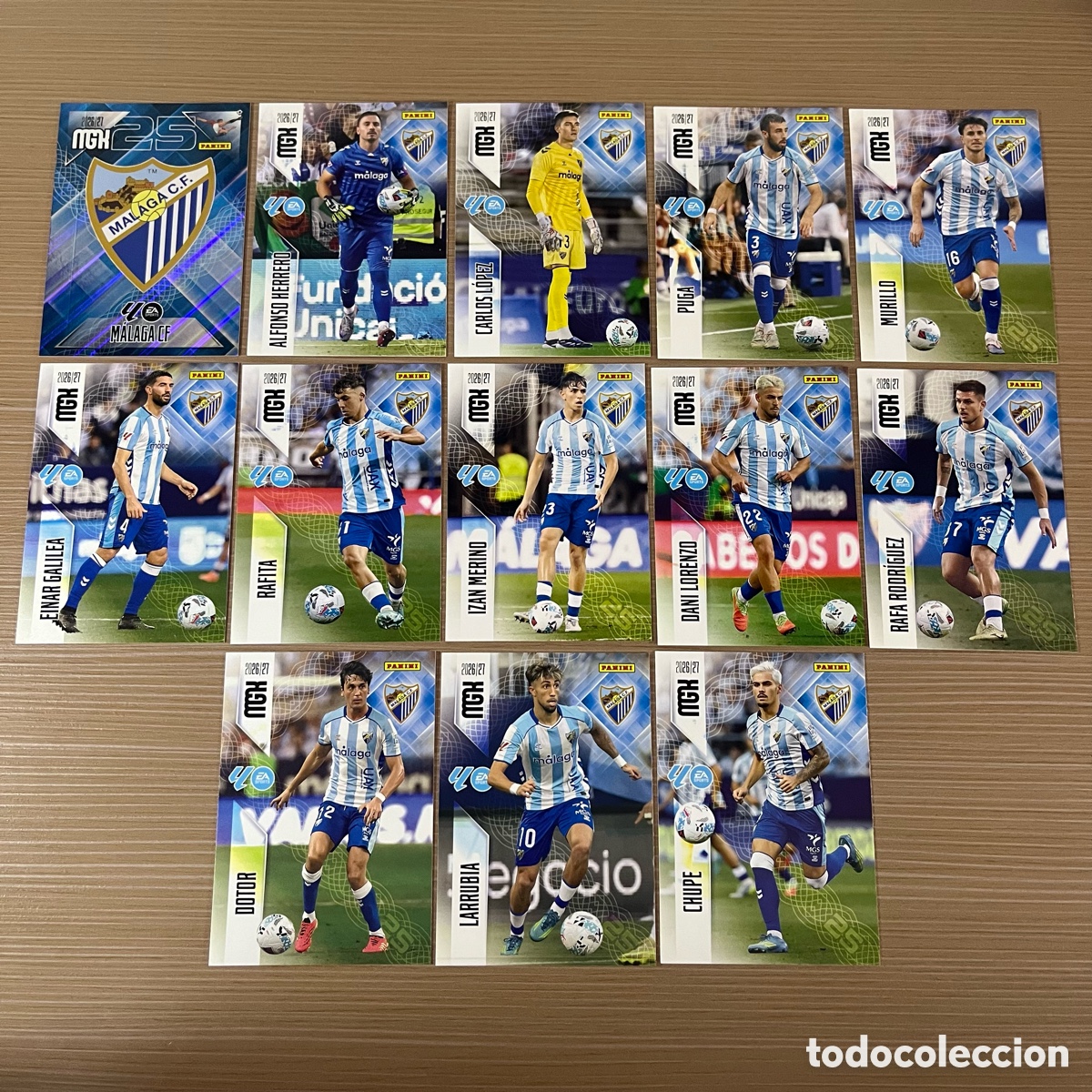 Cromos de f&uacute;tbol: Lote 13 cartas M&aacute;laga Megacracks 2026-27