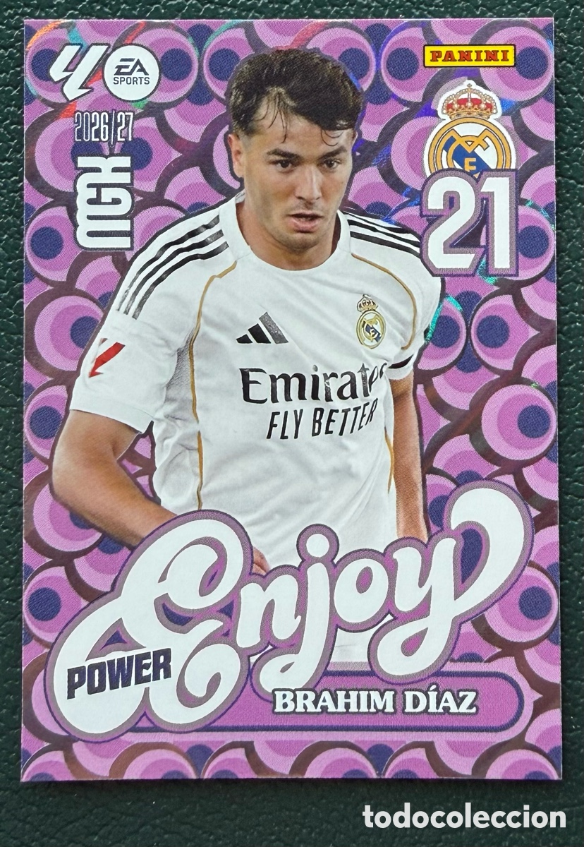 Cartes &agrave; collectionner de Football: 380P BRAHIM DIAZ REAL MADRID ENJOY POWER FICHAS ALBUM MEGACRACKS 2026 2027 MGK 26 27