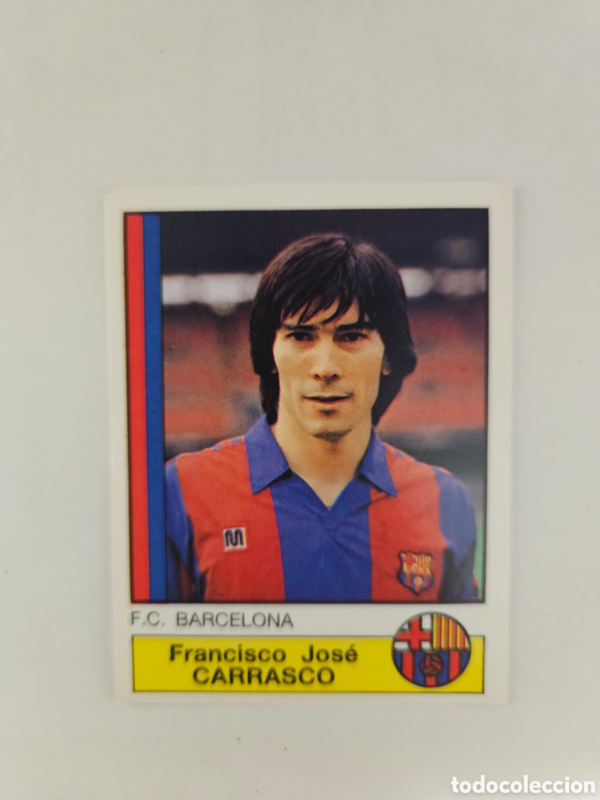 Cromos de f&uacute;tbol: Cromo adhesivo n&ordm; 54 Carrasco Barcelona F&Uacute;TBOL 87 de Panini. Nuevo y sin pegar.
