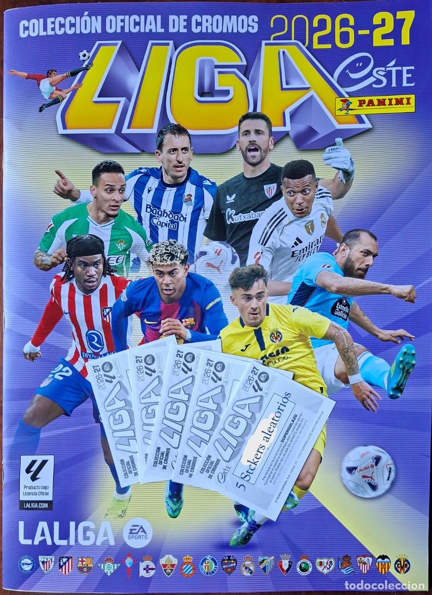Cromos de f&uacute;tbol: 5 Stickers + &Aacute;lbum Gratis vacio PANINI Liga ESTE 2026-27 Colecci&oacute;n Oficial Cromos