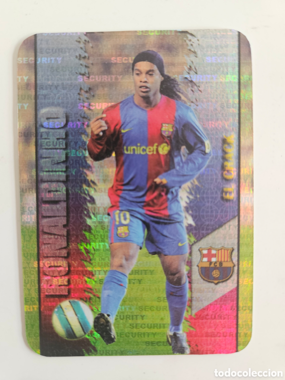Cromos de f&uacute;tbol: F&Uacute;TBOL CROMO N&ordm; 53 RONALDINHO SECURITY HORIZONTAL F.C. BARCELONA MUNDICROMO 2007 2008