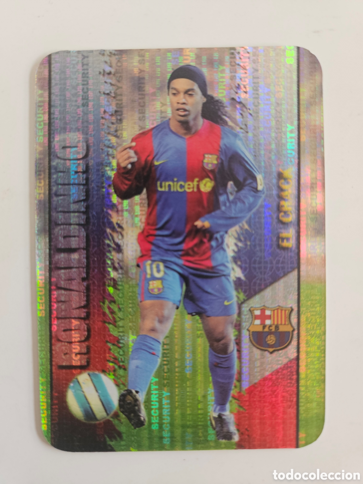Cromos de f&uacute;tbol: 53 RONALDINHO (EL CRACK 2007) SECURITY VERTICAL - F.C. BARCELONA - MUNDICROMO 2008