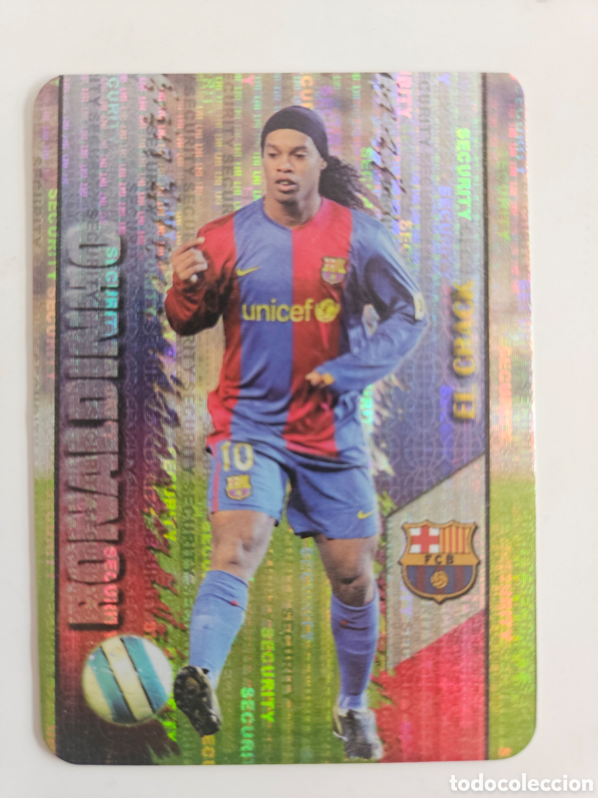Cromos de f&uacute;tbol: 53 RONALDINHO (EL CRACK 2007) SECURITY VERTICAL INVERTIDO - F.C. BARCELONA - MUNDICROMO 2008
