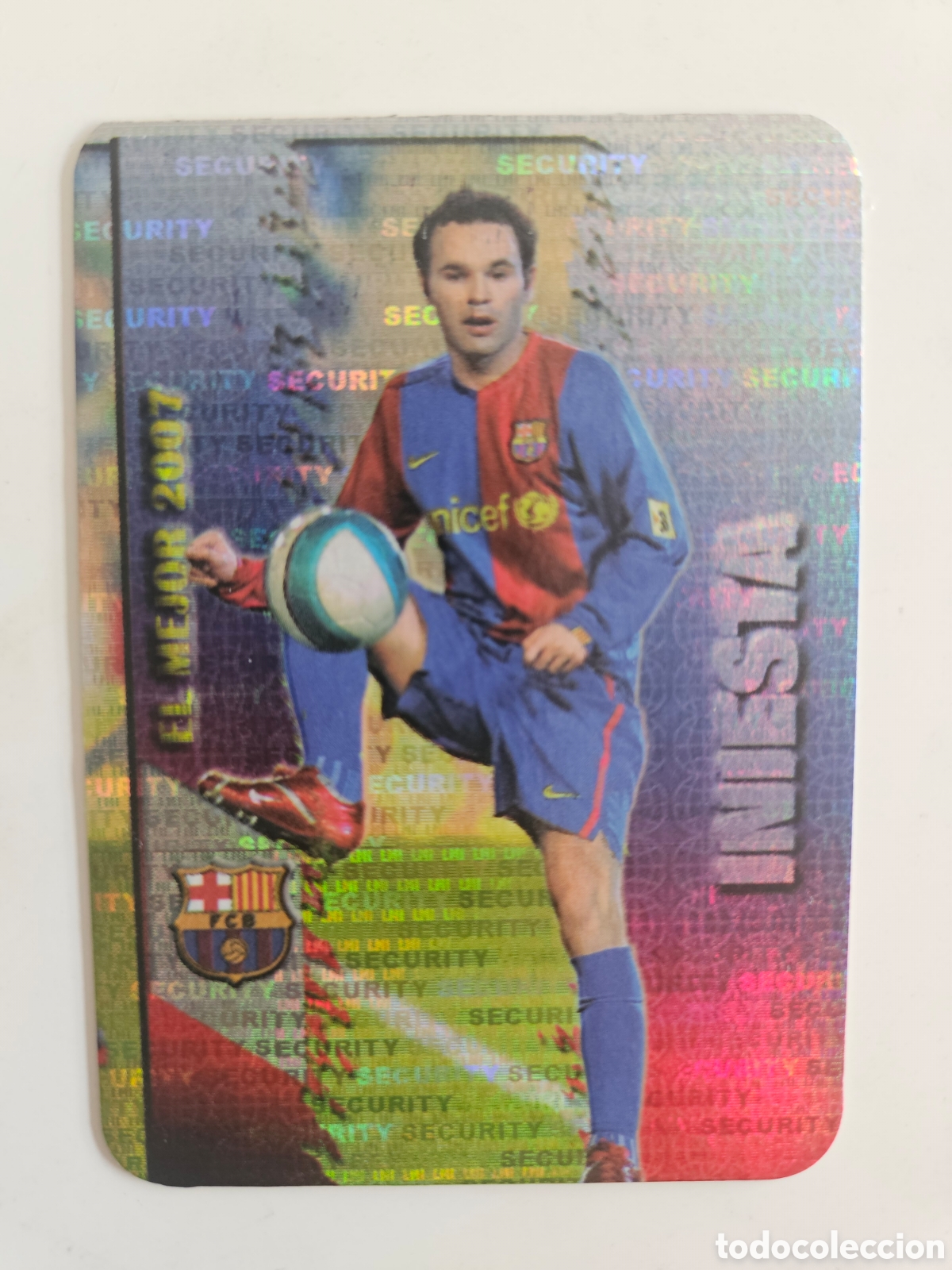 Cromos de f&uacute;tbol: MUNDICROMO 2008. n 54 INIESTA. El mejor. Security Horizontal