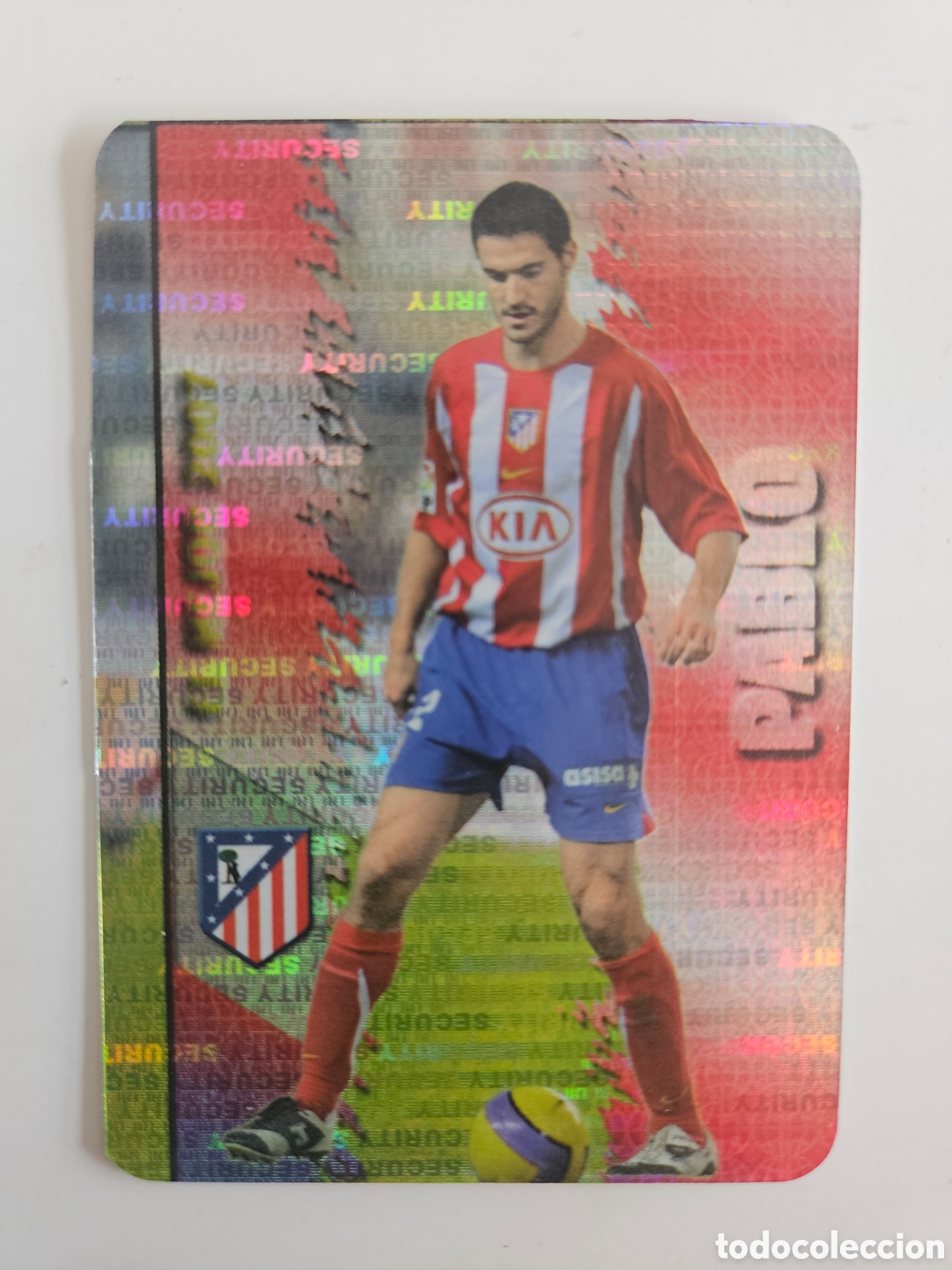 Cromos de f&uacute;tbol: F&Uacute;TBOL CROMO N&ordm; 189 PABLO SECURITY HORIZONTAL INVERTIDO ATL&Eacute;TICO MADRID MUNDICROMO 2007 2008