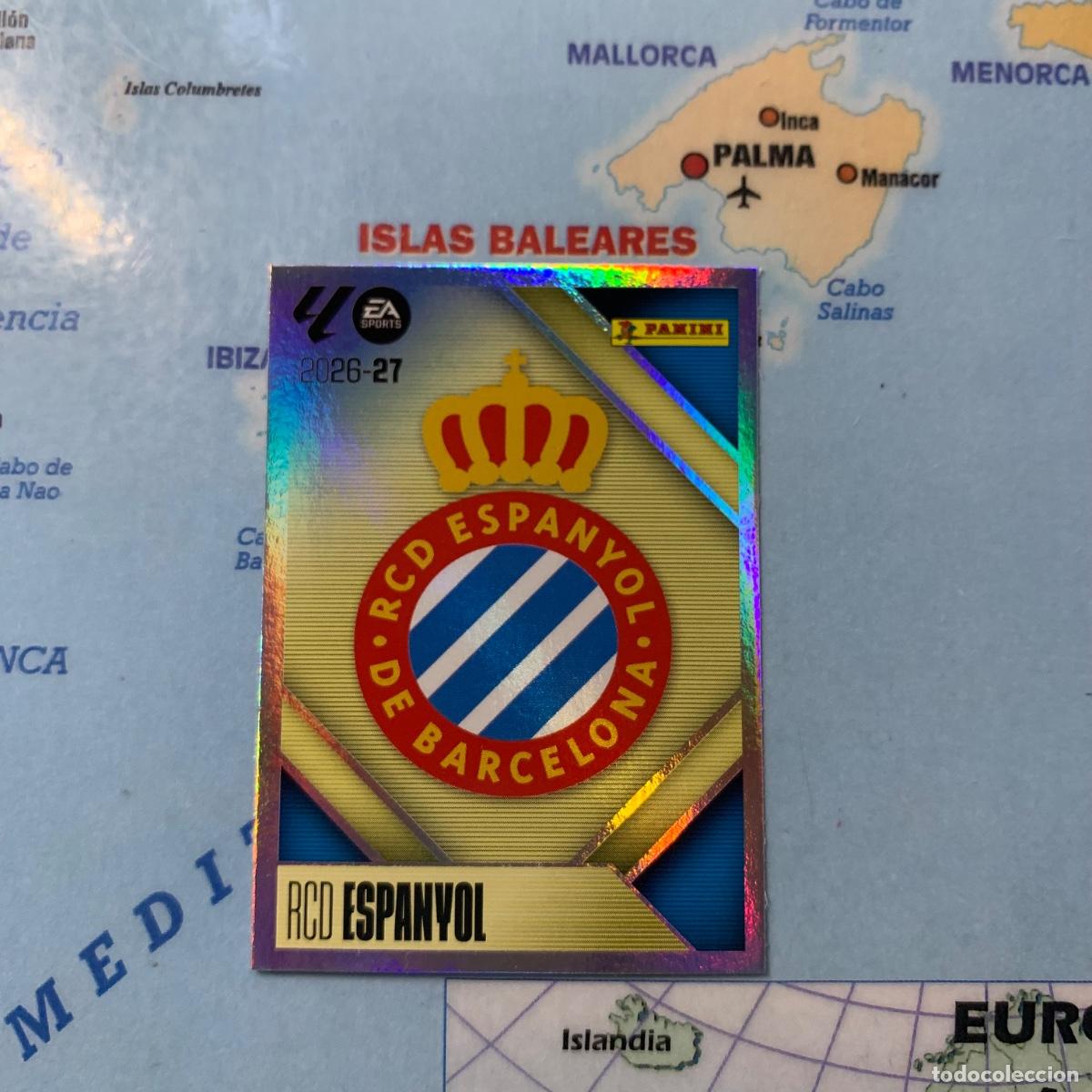 Cromos de f&uacute;tbol: Escudo del Espa&ntilde;ol n&uacute;mero 1 cromo liga este 26-27 2026-2027