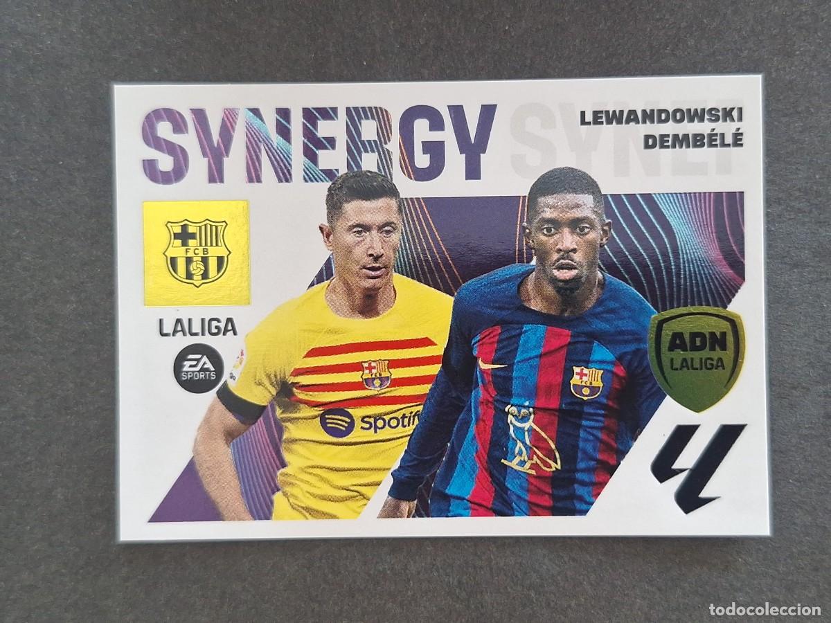 Cromos de f&uacute;tbol: L1 LEWANDOWSKI - DEMBELE F. C. BARCELONA LIGA ESTE 2023 2024 23 24 NUNCA PEGADO SIN PEGAR