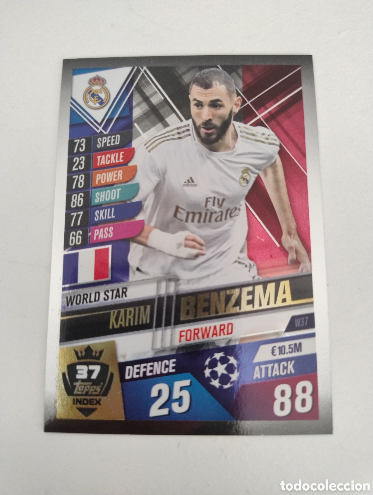 Cromos de f&uacute;tbol: 37 - Benzema - Real Madrid - Topps Match Attax 101 2019 - 2020 World Star