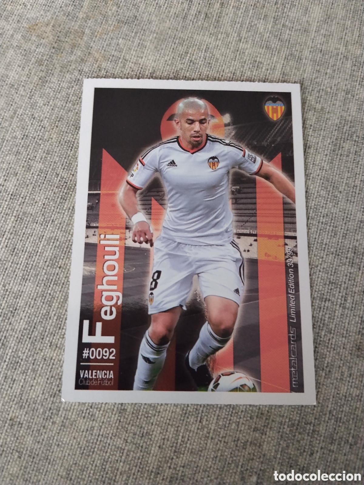 Fu&szlig;ball-Sticker: QUIZ GAME - LAS FICHAS DE LA LIGA 2016 - METALCARD FEGHOULI - VALENCIA CF ( LIMITED EDITION 33/99