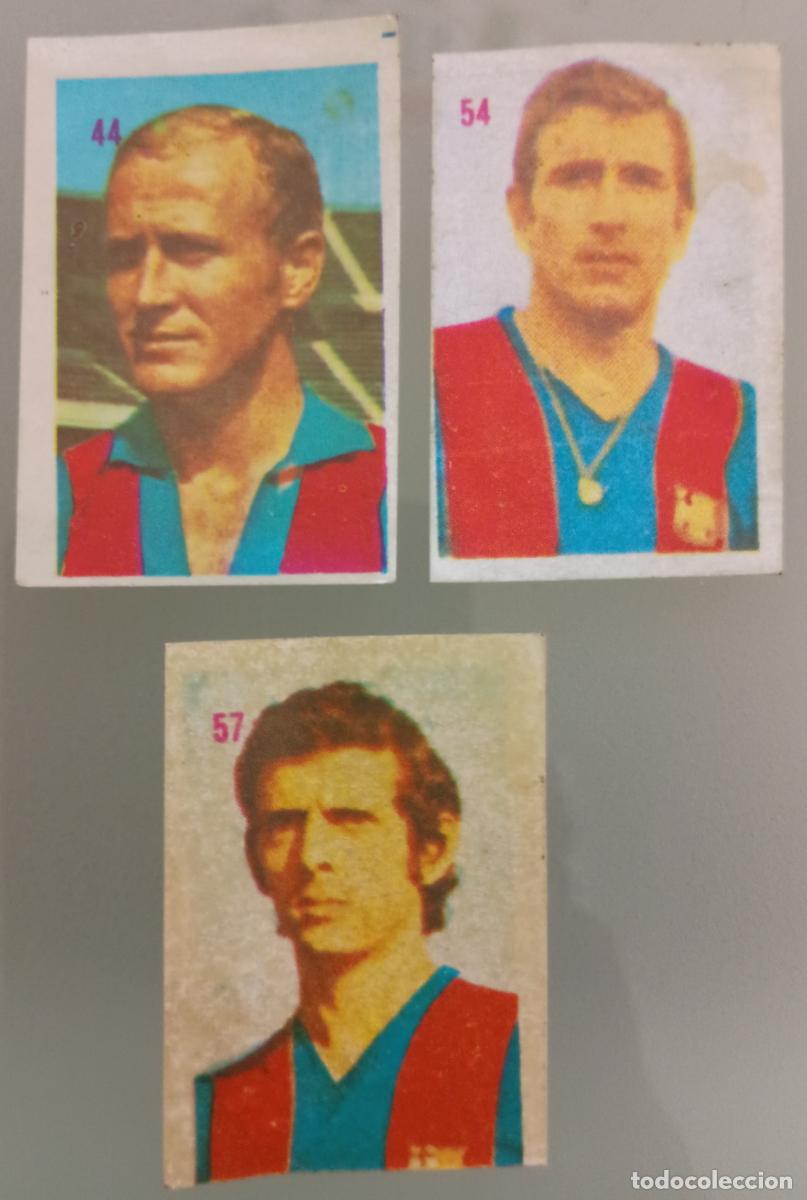 Cromos de f&uacute;tbol: Lote tres cromos F. C. Barcelona. F&uacute;tbol Liga Espa&ntilde;ola 1975-76 (Mateo Mirete)