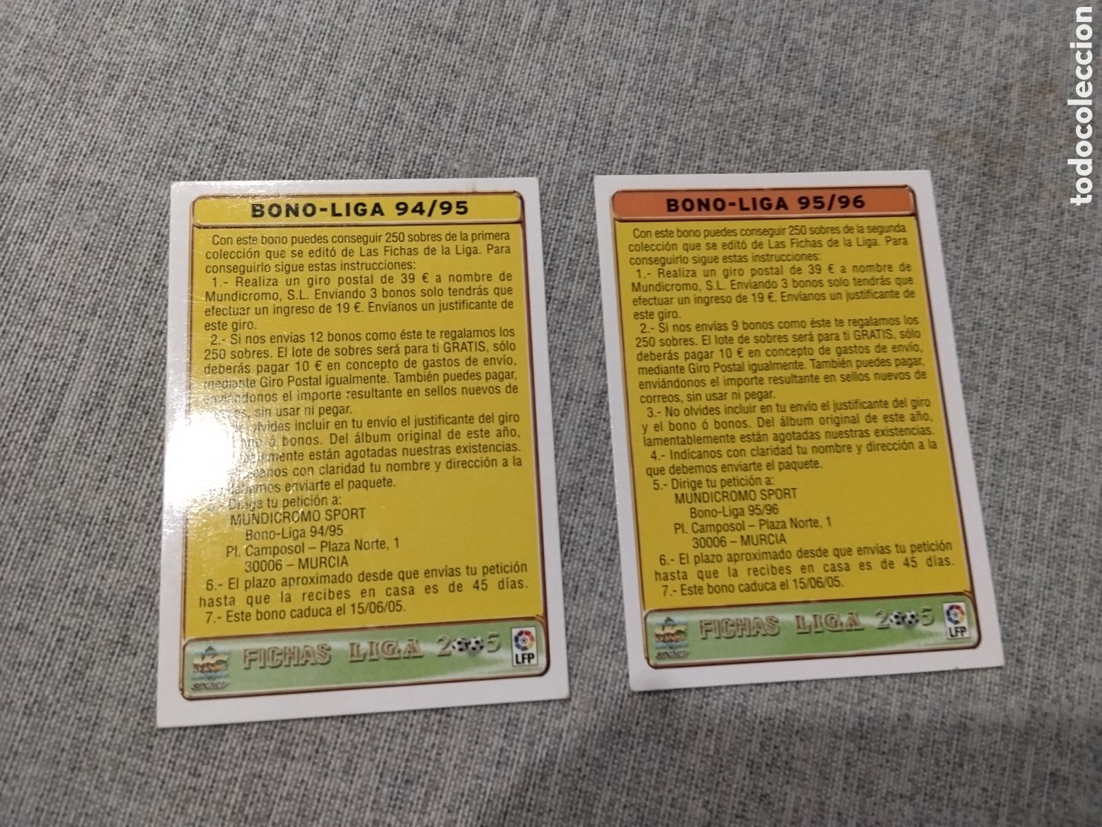 Football Stickers: MUNDICROMO FICHAS DE LA LIGA 2005 ( SUPERCOMOD&Iacute;N/ BONO LIGA 94/95 Y 95/96)