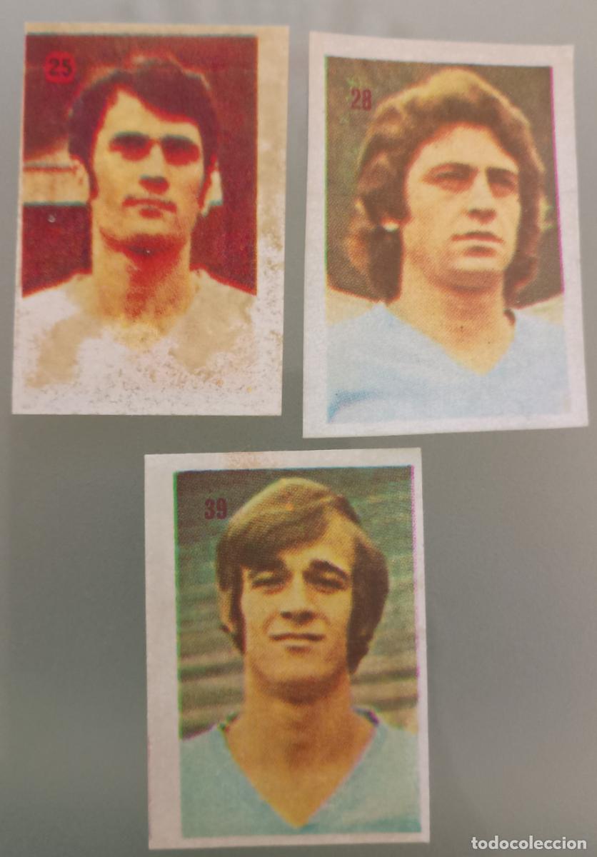 Cromos de f&uacute;tbol: Lote tres cromos R. C. Celta de Vigo. F&uacute;tbol Liga Espa&ntilde;ola 1975-76 (Mateo Mirete)